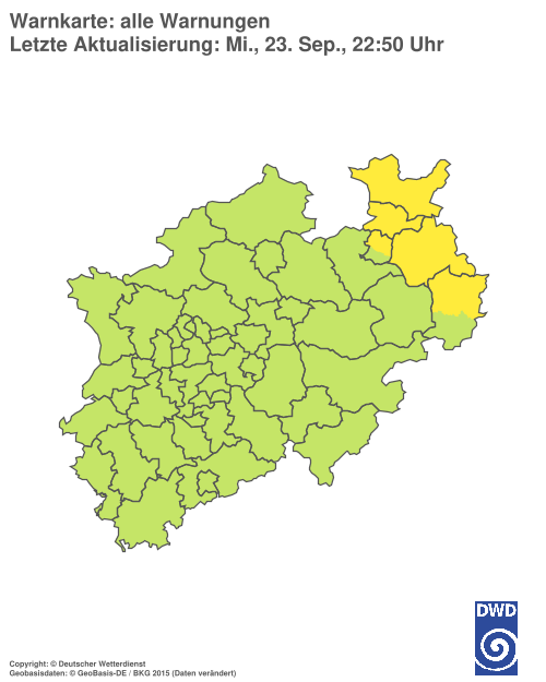 Aktuelle Warnkarte: Nordrhein-Westfalen