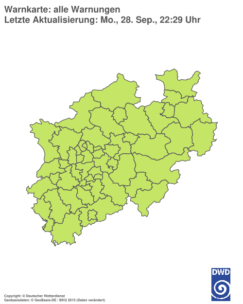 Aktuelle Warnkarte: Nordrhein-Westfalen